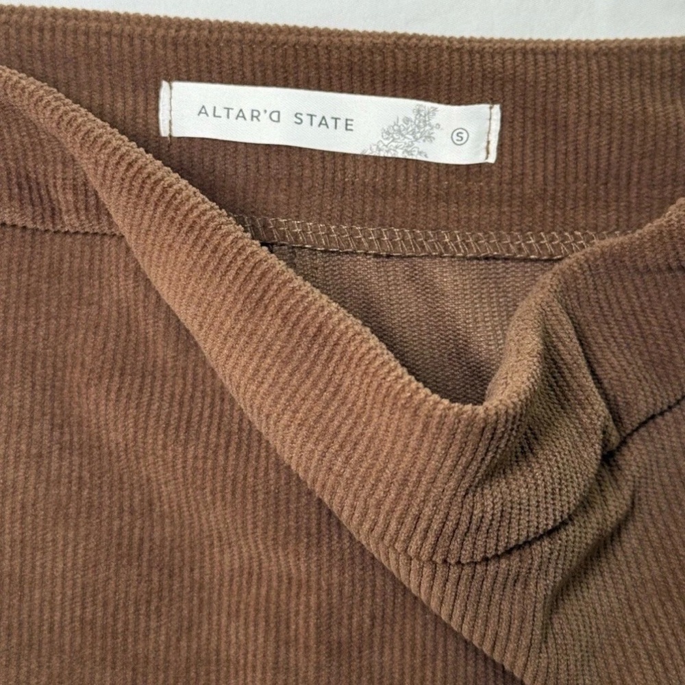 Altar’d State Skort Womens Small Brown Mini Skirt Corduroy Shorts Zip 26" × 12" - Picture 4 of 8